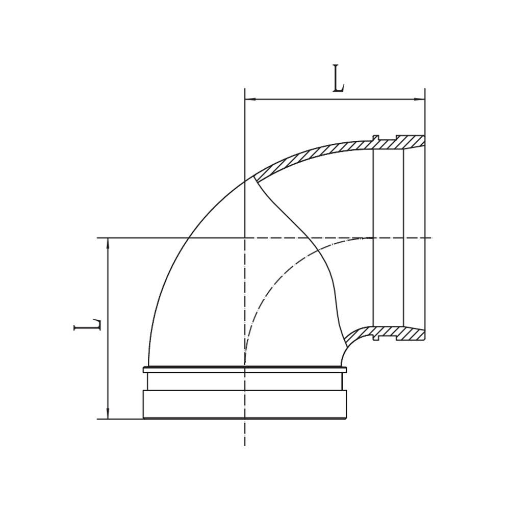 溝付き90°エルボ